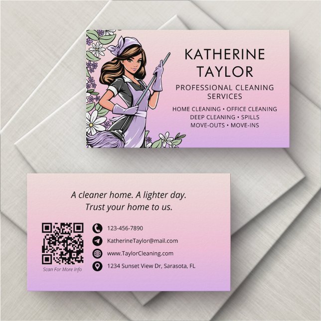 Carte De Visite Service de nettoyage ménager (Créateur téléchargé)