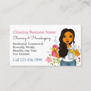 Carte De Visite Service de nettoyage ménager Maid Floral