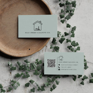 Carte De Visite Service de nettoyage minimaliste CODE QR Marque