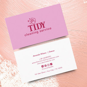 Carte De Visite Service de nettoyage minimaliste rose personnalisé