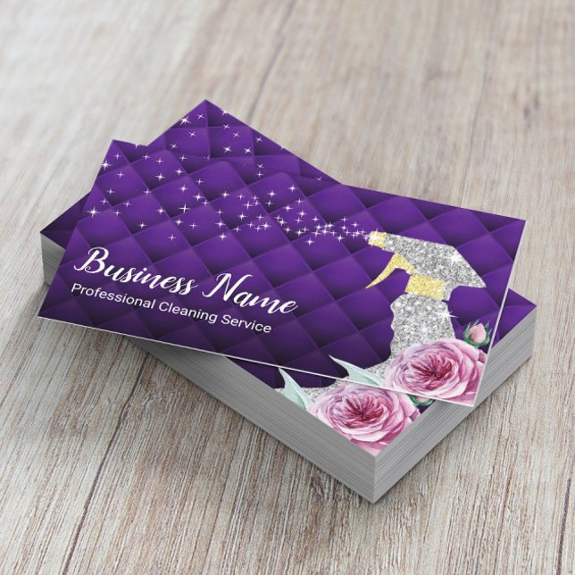 Carte De Visite Service De Nettoyage Moderne Silver Spray Luxe Pur (Créateur téléchargé)