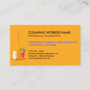 Carte De Visite Service de nettoyage Orange Femme de ménage Entret