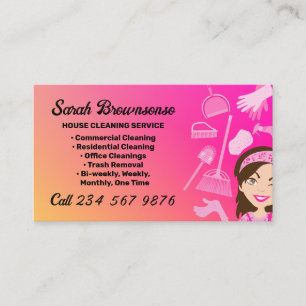 Carte De Visite Service de nettoyage Pink Gradient Janitorial