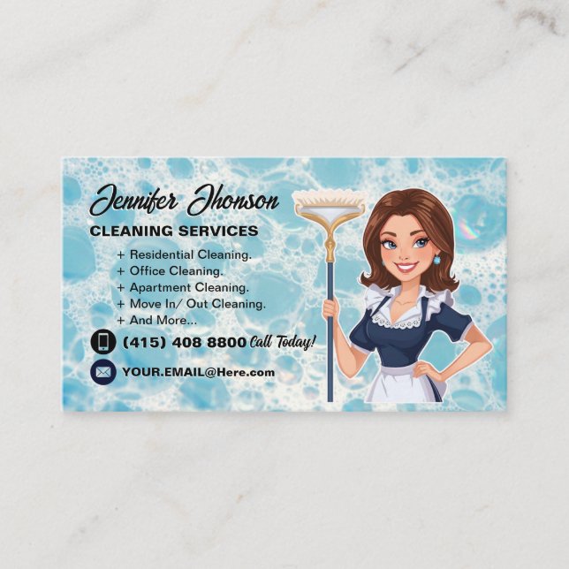 Carte De Visite Service de nettoyage professionnel de concierge (Devant)