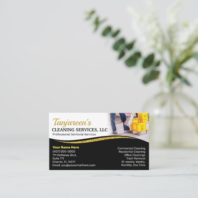 Carte De Visite Service de nettoyage professionnel/entretien ménag (Debout devant)