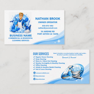 Carte De Visite Service de nettoyage professionnel homme blond ble