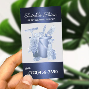 Carte De Visite Service de nettoyage professionnel Marine Blue Met