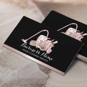 Carte De Visite Service de nettoyage Rose Gold Maid Entretien ména