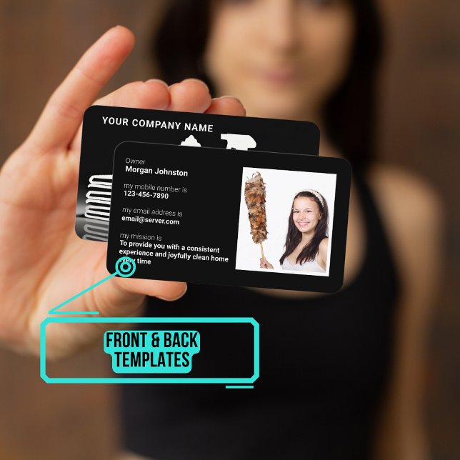 Carte De Visite Service de nettoyage Silhouette avec photo (Please enjoy our business card)