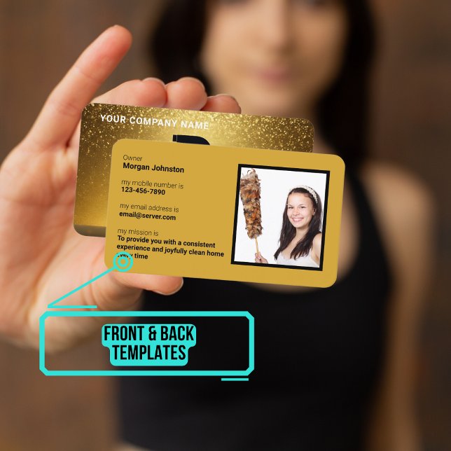 Carte De Visite Service de nettoyage Silhouette or avec photo (Please enjoy our business card)