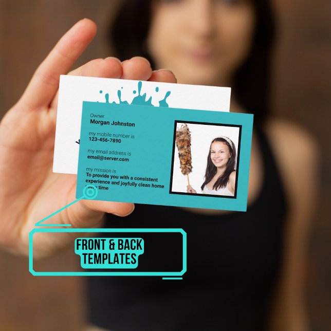 Carte De Visite Service de nettoyage Splash d'eau avec Photo Busin (Please enjoy our business card)