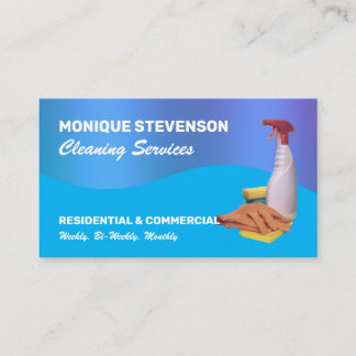 Carte De Visite Service de nettoyage ton bleu moderne 