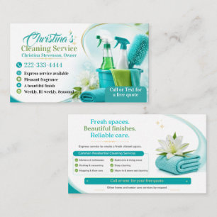 Carte De Visite Service de nettoyage turquoise Entretien ménager