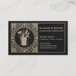 Carte De Visite Service de nettoyage Unisex Black & Gold