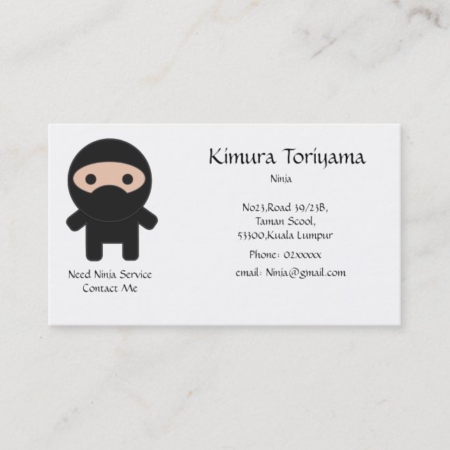 Carte De Visite Service de Ninja (Devant)