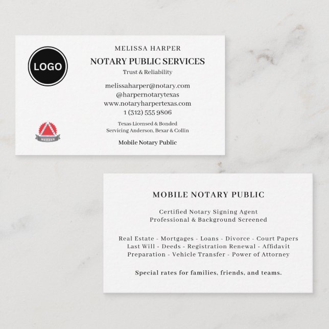 Carte De Visite Service de notaire logo mobile  (Devant / Derrière)