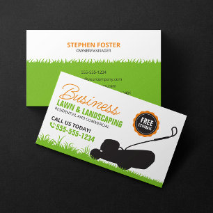 Carte De Visite Service de paysagisme de pelouse verte orange tont