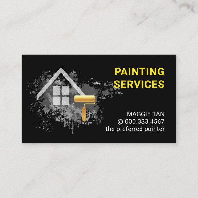 Carte De Visite Service de peinture à domicile avec éclaboussures  (Devant)