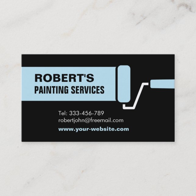 Carte De Visite Service de peinture à la brosse à rouleau bleue (Devant)