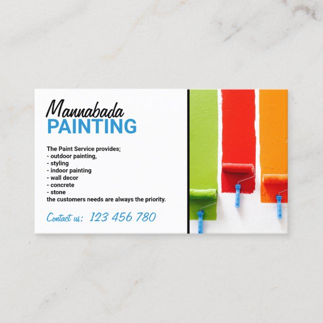 Carte De Visite Service de peinture de murs intérieurs de maison (Devant)
