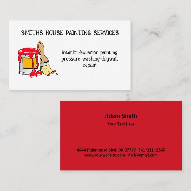 Carte De Visite Service de peinture professionnel Peintre Peinture (Devant / Derrière)
