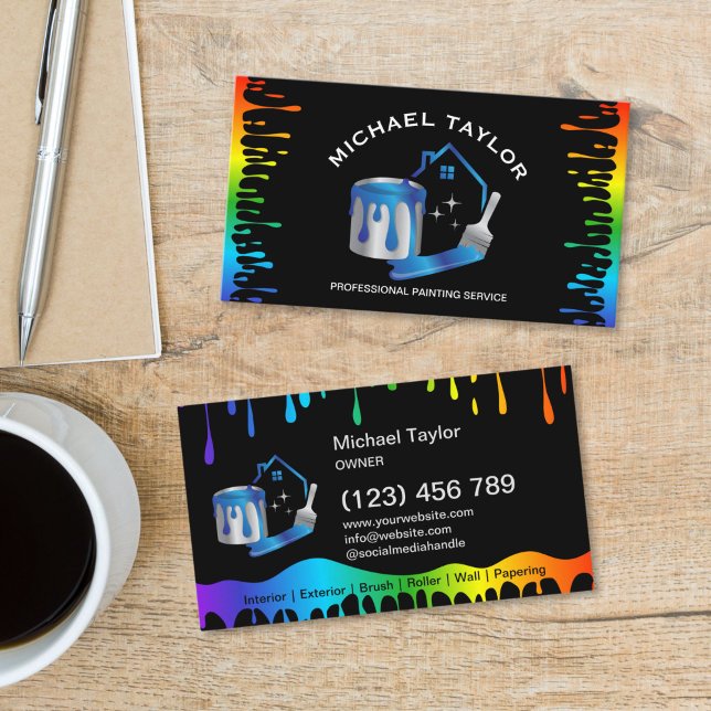 Carte De Visite Service de peinture professionnelle moderne Décora (modern Professional Painting Service Decoration Business Card)