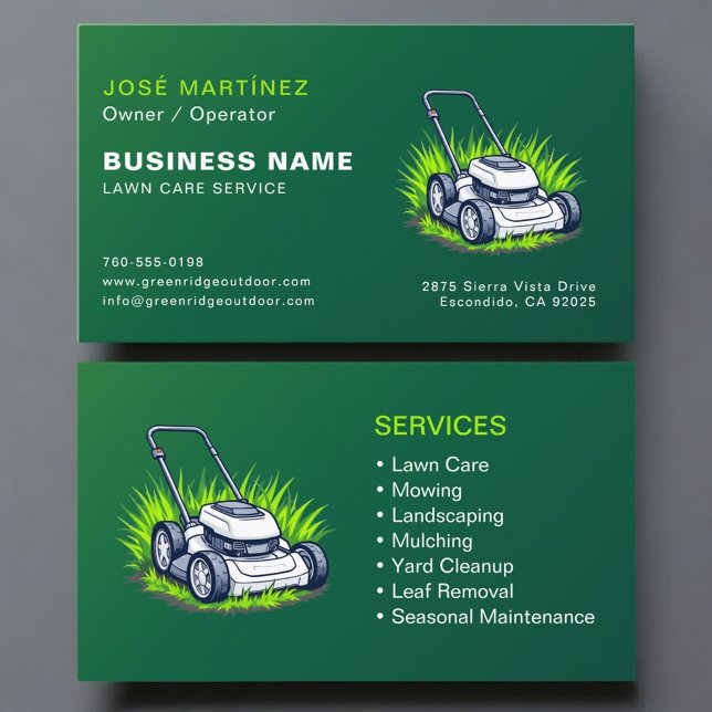 Carte De Visite Service de pelouse professionnel (Créateur téléchargé)