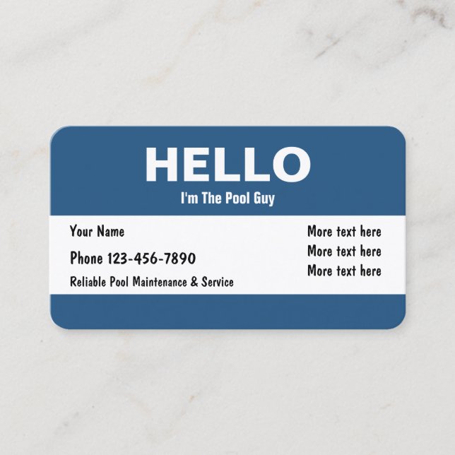 Carte De Visite Service de Piscine Conception Astucieuse (Devant)