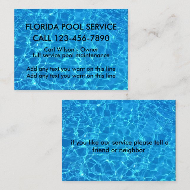 Carte De Visite Service de piscine cool (Devant / Derrière)