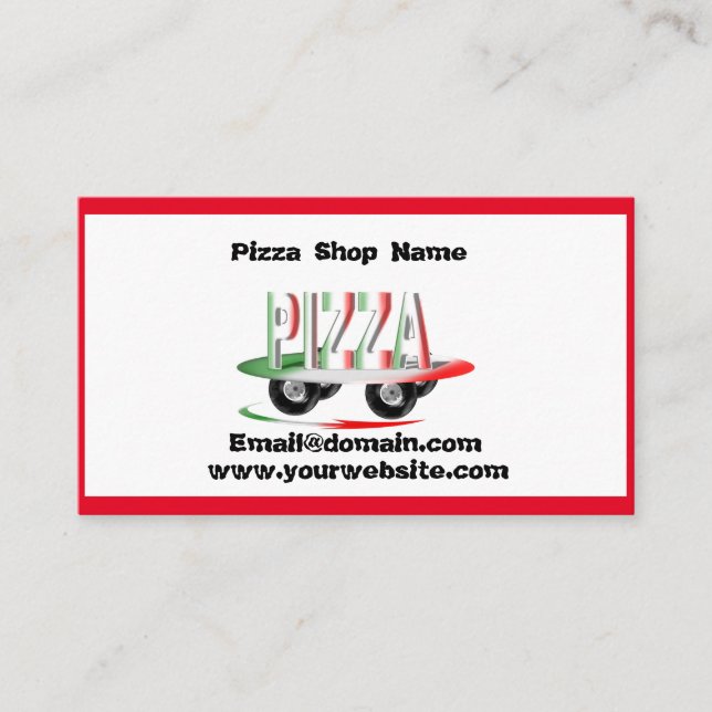 Carte De Visite Service de pizza, vert rouge (Devant)