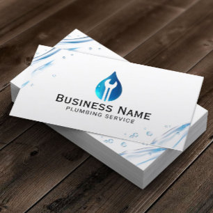Carte De Visite Service de plomberie Blue Water Drop Tool Logo Ent