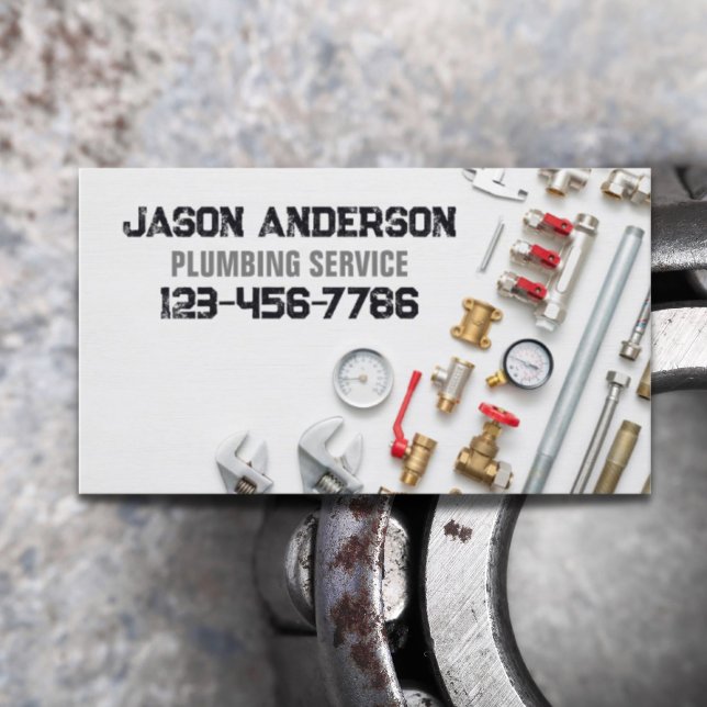 Carte De Visite Service de plomberie de tuyauterie de plomberie de (Plumber Faucet Pipe Handyman Pluming Service Business Card)