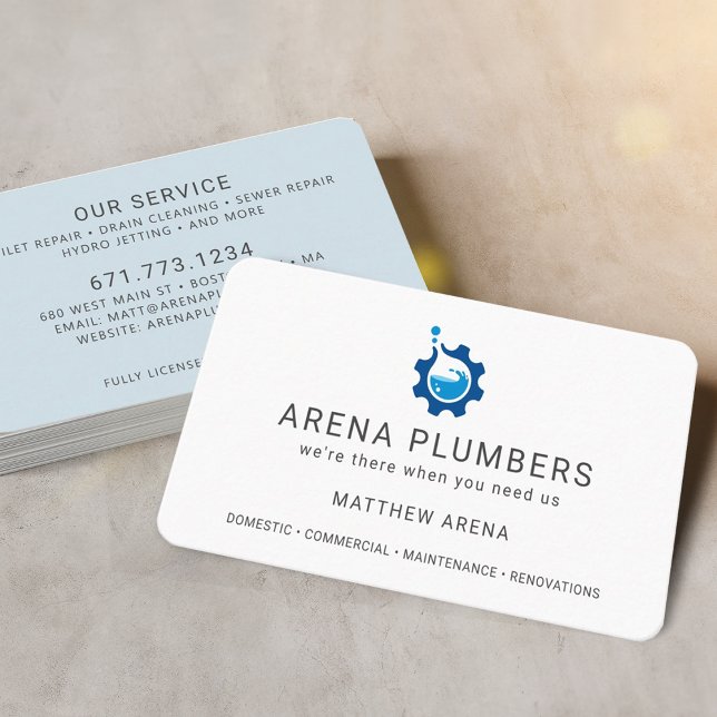 Carte De Visite Service de plomberie des entrepreneurs modernes (Modern Contractor Plumbing Service Business Card)