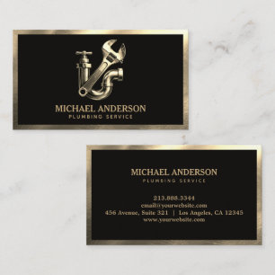 Carte de visite Service de plomberie Luxe Noir Or 