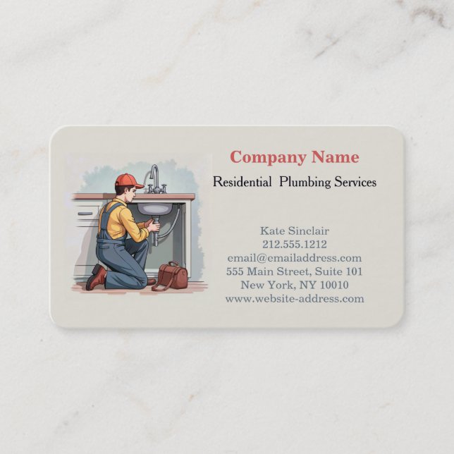 Carte De Visite Service de plomberie professionnel moderne (Devant)