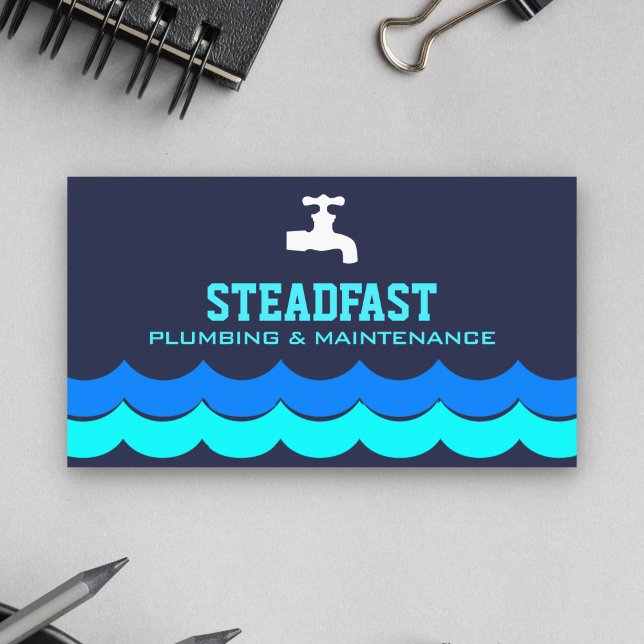 Carte De Visite Service de plomberie professionnel Plombier Bleu (Créateur téléchargé)