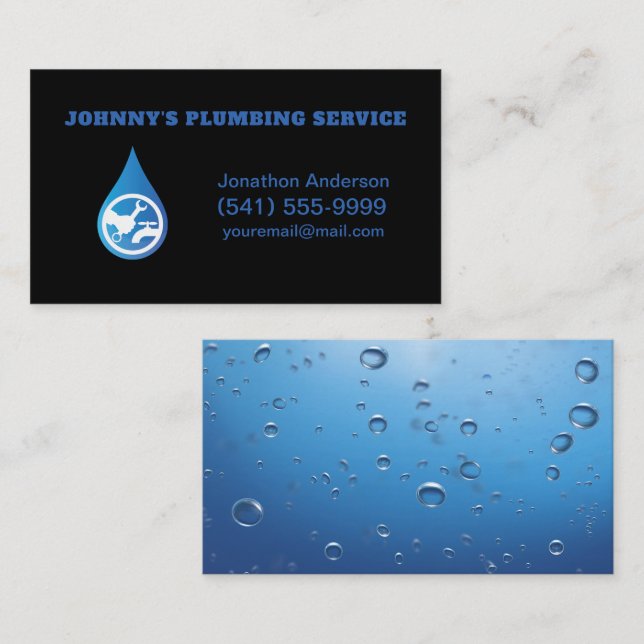 Carte De Visite Service de plomberie professionnel Water Plumber B (Devant / Derrière)