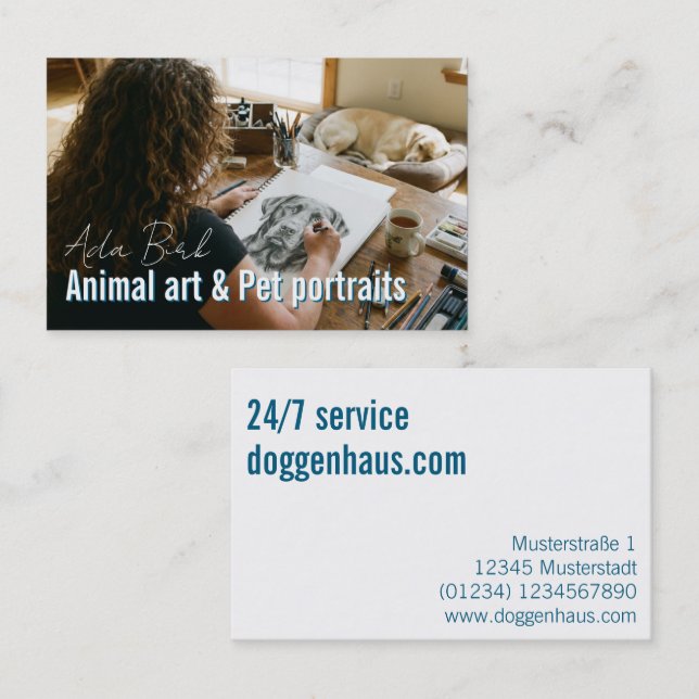 Carte De Visite Service de portraits d'animaux de compagnie  (Devant / Derrière)