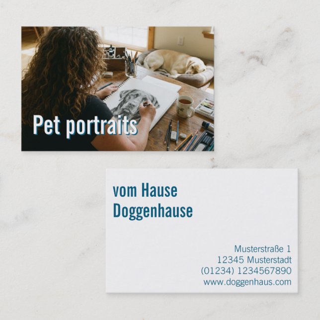 Carte De Visite Service de portraits d'animaux de compagnie  (Devant / Derrière)