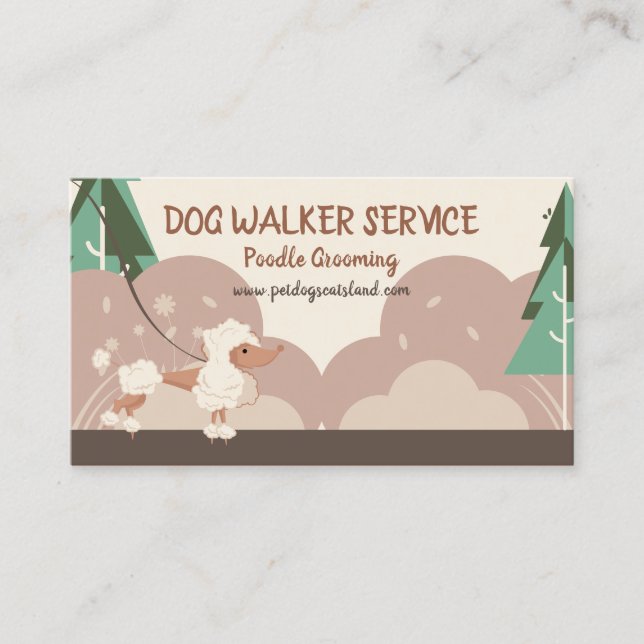 Carte De Visite Service de promenade de chien Collier Caniche (Devant)