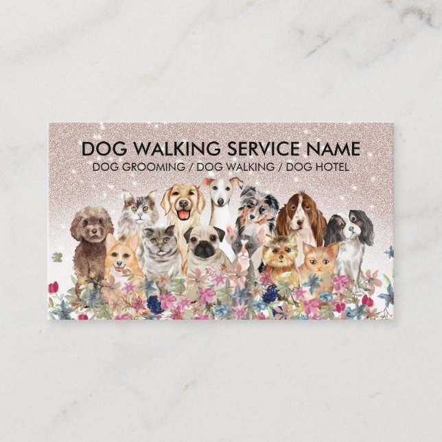 Carte De Visite Service de promenade de chien et de vérification d (Devant)