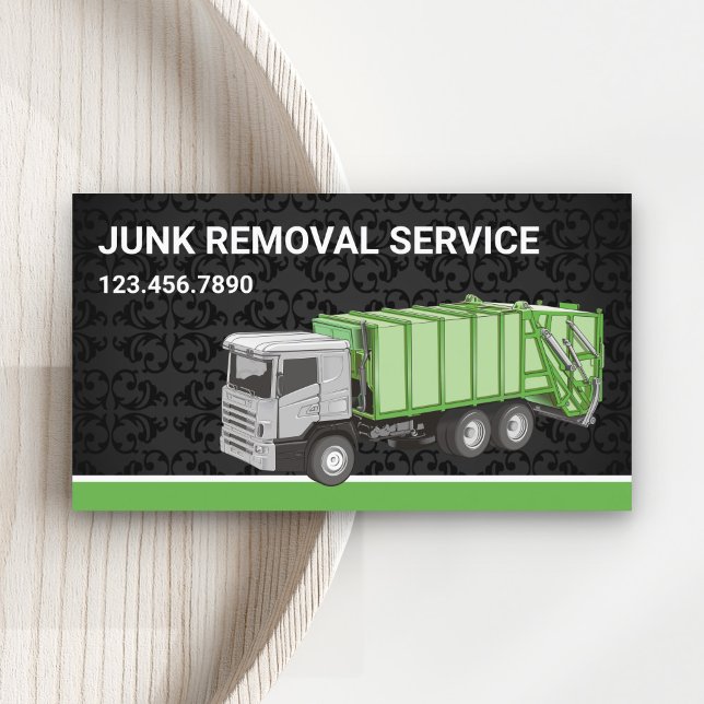 Carte De Visite Service de ramassage des déchets de Black Damask C (Créateur téléchargé)
