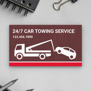 Carte De Visite Service de remorquage de voiture en cuir marron Ca