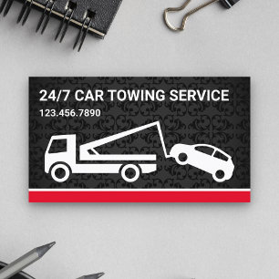 Carte De Visite Service de remorquage de voiture en damas noir Cam