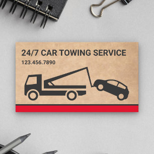 Carte De Visite Service de remorquage de voiture Kraft Rustique Br