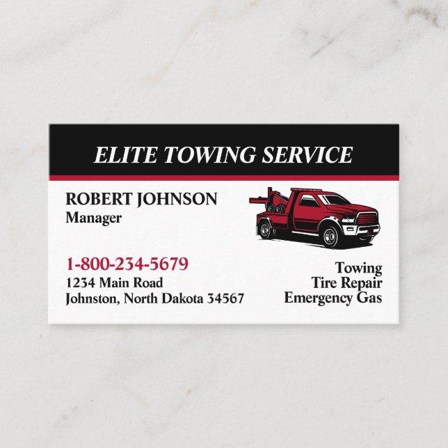 Carte De Visite Service de remorquage professionnel (Devant)