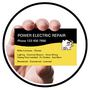 Carte De Visite Service de réparation de puissance électricien