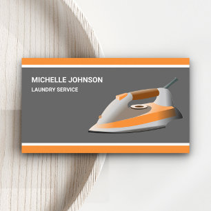Carte De Visite Service de repassage au fer à vapeur orange