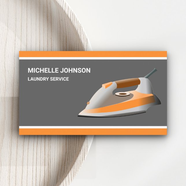 Carte De Visite Service de repassage au fer à vapeur orange (Créateur téléchargé)