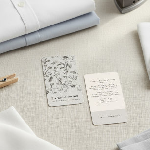Carte De Visite Service de repassage de linge floral gris élégant
